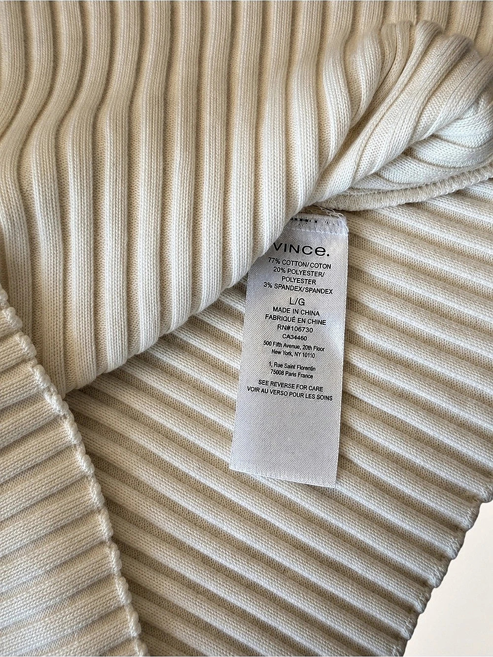 Vince Ribbed Button-Front Cardigan in Cream Size Large - Picture 3 of 3